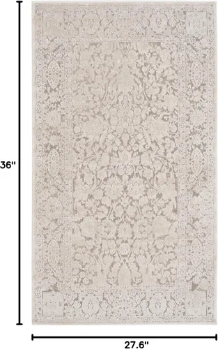 Vista 2 de SAFAVIEH Reflection Collection - Alfombra decorativa, 2 pies 3 pulgadas x 3 pies, color beige y crema, no desprende pelusa y es fácil de limpiar
