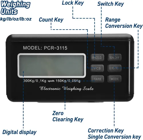 Vista 3 de Báscula de envío de 660 libras, báscula postal digital LCD, báscula de acero inoxidable resistente para paquetes, escala de plataforma de capacidad