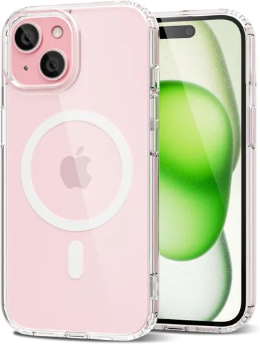 Vista 214 de oakxco Funda magnética transparente compatible con Magsafe, bonita funda delgada y transparente de poliuretano termoplástico no amarillenta, carcasa