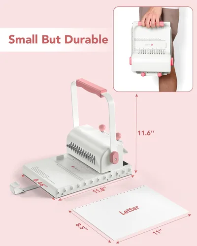 Vista 3 de MAKEASY Máquina de encuadernación con agujero de paso 2:1 – Kit de encuadernación portátil para libros con 10 cables de encuadernación de 5/8