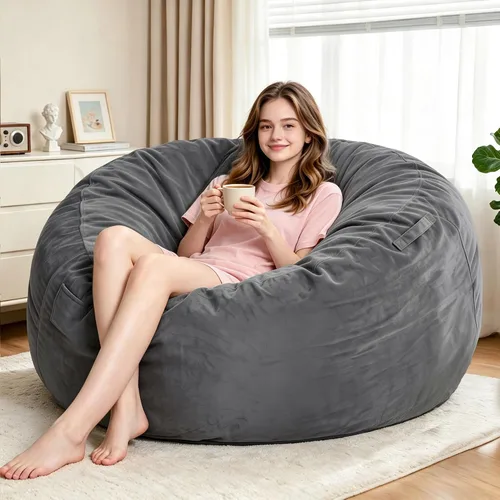 Vista 15 de Sillón puff de 3 pies Sillón estilo puff grande de 3 pulgadas con relleno de espuma viscoelástica, sofá suave con funda de terciopelo holandés