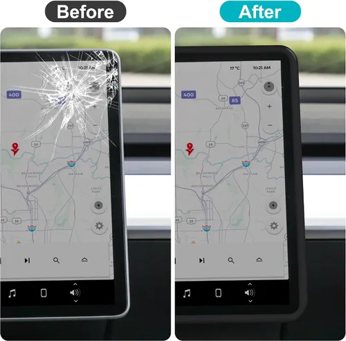 Vista 2 de frani Protector de Marco de Pantalla Negro Diseñado para Tesla Modelo 3 (2025-2017), Tesla Modelo Y (2025-2020), Accesorios de Decoración
