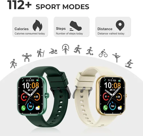 Vista 3 de Reloj inteligente para hombres y mujeres, reloj de fitness con pantalla táctil HD de 1.83 pulgadas con notificaciones Bluetooth de llamadas