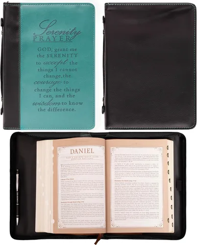 Vista 2 de Funda/Portada de libro de Biblia de dos tonos de la Plegaria de la Serenidad, Acua / negro M