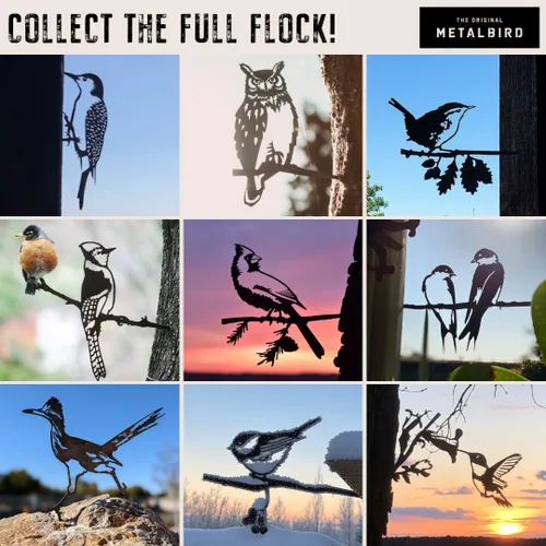 Vista 4 de METALBIRD - Colibrí - Adornos de árbol para exteriores en acero Corten - Arte de metal fabricado con orgullo en los Estados Unidos