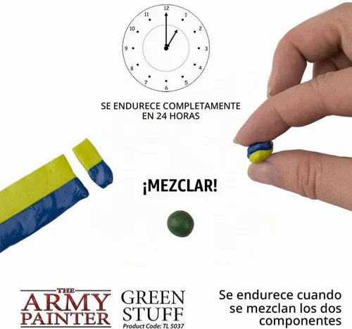 Vista 3 de Green Stuff": Kneadatite (masilla para esculpir). Army Painter Mouldable Model Putty Modelling Compound for Miniatures, Easy-to-Knead Green Putty