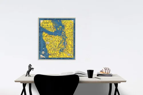 Vista 3 de Mapa histórico - Un mapa histérico de la belleza campestre de Puget Sound que desafía la descripción y además es bonito también, 1940, Lindgren