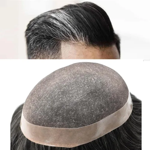 Vista 29 de LOVIN - Sistema de cabello humano para hombres, postizo fino de encaje mono para hombre, prótesis masculina de piel de polietileno alrededor