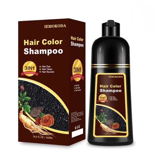 Vista 20 de Champú natural de tinte para el cabello castaño claro, champú de tinte para el cabello 3 en 1, tinte de cabello marrón para hombres y mujeres Marrón