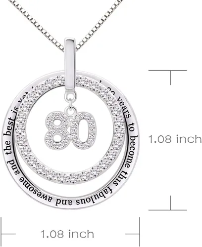 Vista 3 de Joyería de plata de ley 80 cumpleaños tardó 80 años en convertirse en este fabuloso e impresionante y lo mejor está por venir collar con colgante