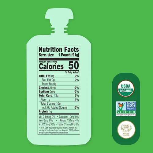 Vista 3 de Once Upon a Farm Mezcla de inmunidad de espirulina de plátano y mango orgánico, bolsa de 3.2 onzas