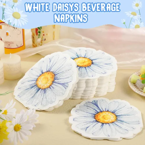 Vista 4 de Kosiz 100 servilletas de papel de flores en forma de flor servilletas de Margarita