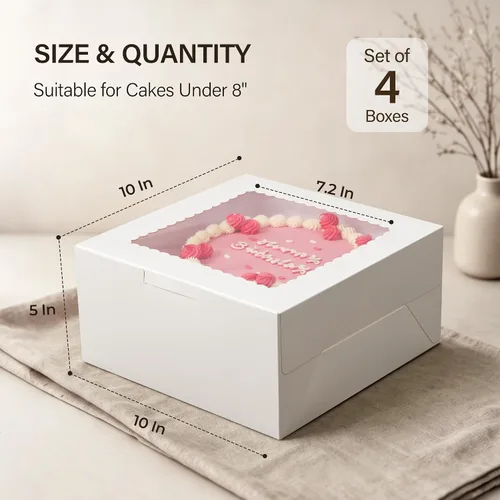 Vista 2 de Kootek 4pcs Cake Boxes with Window, 10 x 10 x 5 Inches Bakery Boxes Treat Cookie Dessert Boxes Pastry Box for Cake, Chocolate Covered Strawberries