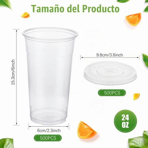 Vista 2 de Skylety - Juego de 500 vasos de plástico transparente de 24 onzas con tapas