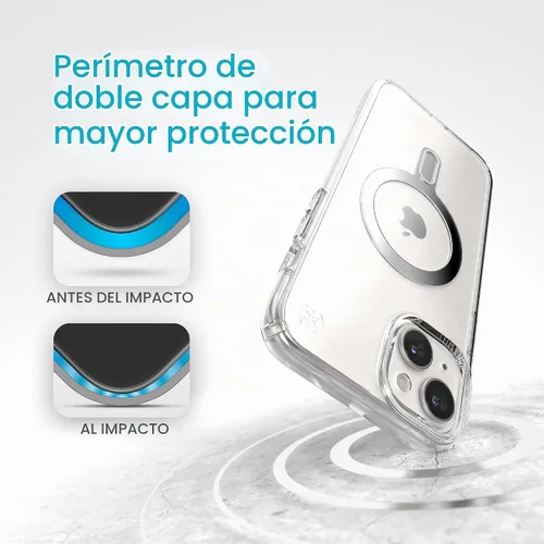 Vista 5 de Speck Funda transparente para iPhone 15 Plus – Bloqueo de bloqueo antideslizante ClickLock, diseñada para MagSafe, protección contra caídas