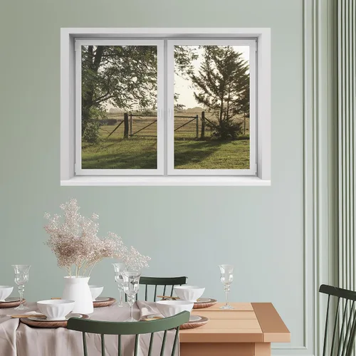 Vista 13 de SIGNWIN Adhesivo de pared removible/mural de pared para ventana, vegetación exuberante y árboles iluminados por el sol, fotografía, realismo