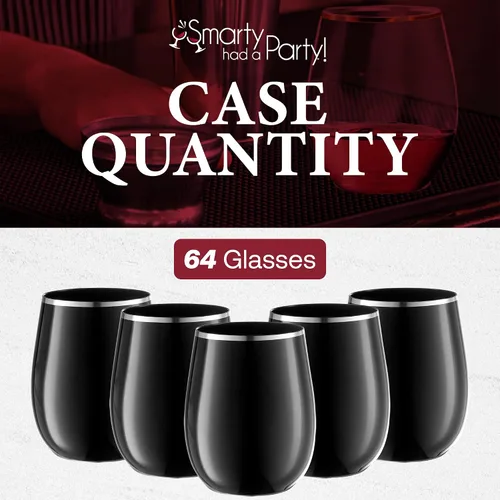 Vista 8 de Smarty Had A Party Vaso de vino de plástico, vasos desechables sin tallo de 12 onzas, elegantes vasos a granel para bodas, cumpleaños y todas