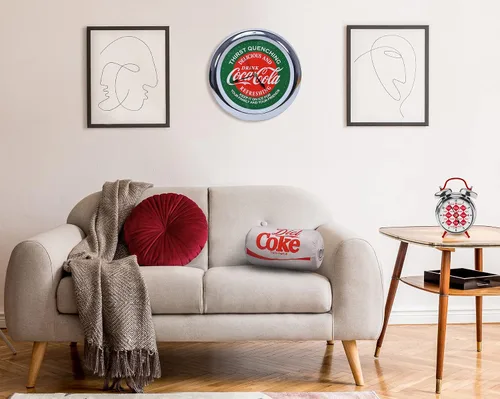Vista 2 de Mark Feldstein & Associates - Almohada de felpa bordada clásica gris con diseño de lata de Coca Cola Diet Coke, 33 cm