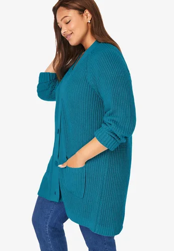 Vista 4 de Woman Within Cárdigan Shaker con botones en la parte delantera de talla grande para mujer