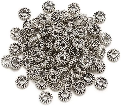Vista 18 de Megapet - Cuentas espaciadoras de plata antigua estilo tibetano para fabricación de joyas, Metal