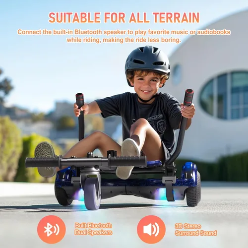 Vista 2 de LIEAGLE Self-Balancing Scooter with Seat Attachment Adjustable Frame B03-Azul con kart