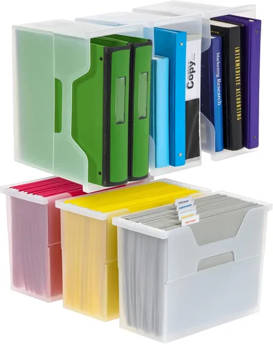 Vista 14 de IRIS Contenedor de plástico para libros de Estados Unidos, paquete de 8, caja de contenedor de conexión vertical para oficina, dormitorio, estudio
