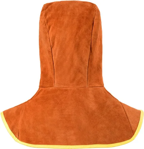 Vista 3 de Capucha de Soldadura de Cuero - Capucha de Cuero de Vaina Dividida para Soldadores con Cubierta de Cuello y Hombro - Protección Completa