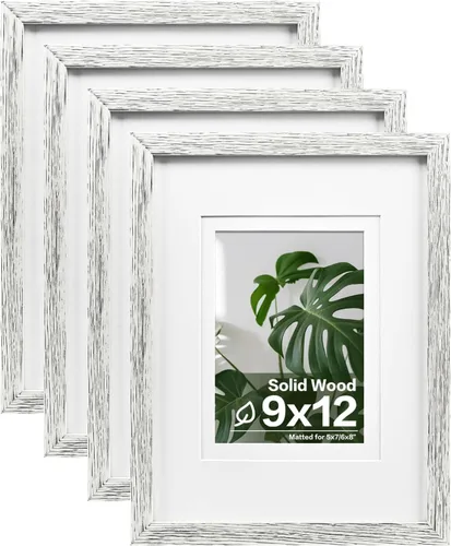Vista 8 de Egofine - Juego de 4 portarretratos A4 de madera maciza y cubierta de plexiglás de 4 x 6/6 x 8 pulgadas con paspartú o A4 sin paspartú, para mesa
