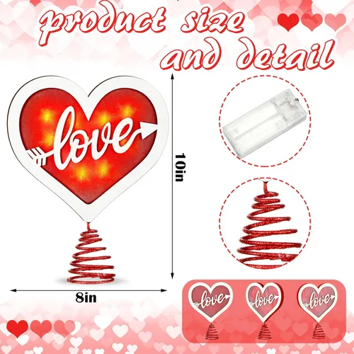 Vista 2 de Decoración para árbol de madera para el día de San Valentín Rojo