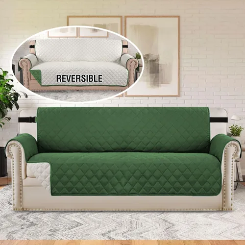 Vista 94 de H.VERSAILTEX Funda de sofá resistente al agua para sofá de 3 cojines, reversible, protector de muebles acolchado con correa elástica, funda de sofá