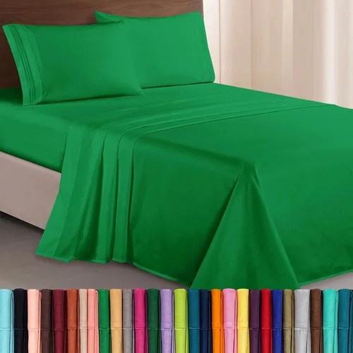 Vista 85 de Elegant Comfort Lujoso juego de sábanas de microfibra de alta calidad 1500 hoteleras bordadas de tres líneas más suaves de 4 piezas, resistente a