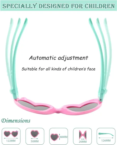 Vista 6 de CGID Soft Rubber Kids Cute Heart Polarized Sunglasses UV400 for Children Age 3-10, K78
