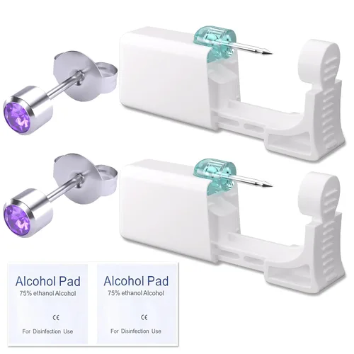 Vista 10 de Kit de perforación de orejas YINPAD - Pistola de perforación desechable cargada previamente con clavos de diferentes estilos de 5MM, kit