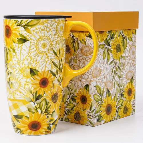 Vista 11 de DUSVALLY Taza de Café Alta de Cerámica, Juego de Tazas de Café para Amigos, Taza de Viaje con Tapa para Oficina y Hogar, Regalos Únicos para Mujeres