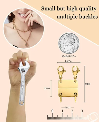 Vista 2 de Kcctoo Cierre de capas para collar, separadores de joyas, oro y plata, cierre magnético de collar múltiple para mujer con aspecto en capas
