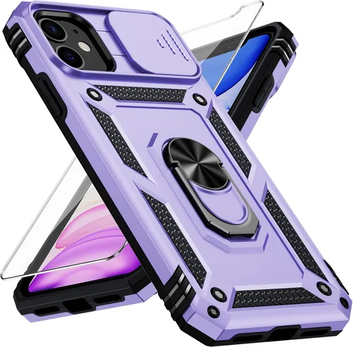 Vista 10 de Funda para iPhone 11 Pro con cubierta para lente de cámara, protector de pantalla HD, protección contra caídas de grado militar de 10 pies, soporte