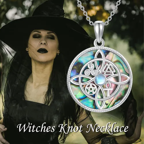 Vista 79 de YAFEINI Collar con dije de nudo de bruja de plata de ley, amuleto de bruja de cruz celta, regalo para mujer