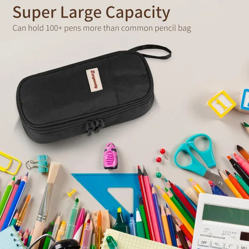 Vista 5 de Zzrywuty - Estuche de bolígrafos con cremallera, estuche de lápices portátil para oficina y viajes, estuche grande para lápices para adolescentes