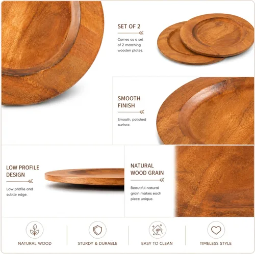 Vista 5 de Plato de servir, plato de madera de mango, platos únicos de madera de mango, platos hechos a mano de primera calidad, elegantes platos de servir