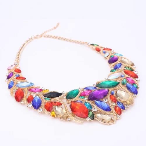 Vista 5 de Conjunto de joyería de cuentas africanas para mujer, collar y aretes de cristal