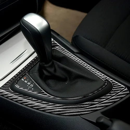 Vista 5 de Fibra de carbono, para BMW, cubierta de marco de palanca de cambios de consola central para BMW Serie 1 E81 E82 E87 E88 2008-2013, accesorios