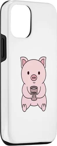 Vista 3 de Funda de trabajo de oficina para iPhone 15 Pig Coffee Monday
