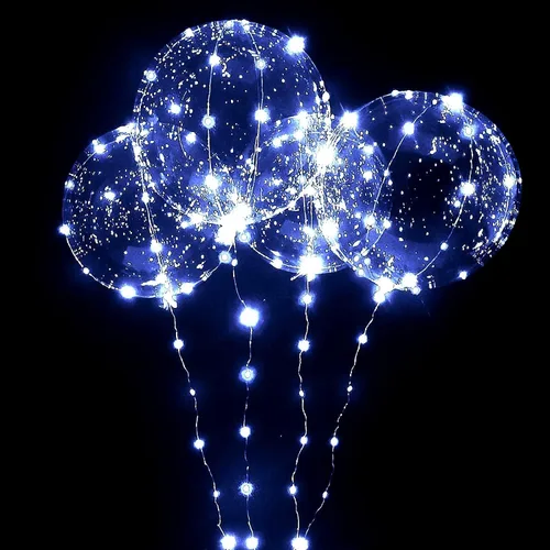 Vista 3 de 10 PAQUETES de Globos LED Bobo, Globos Transparentes con Luz LED, Globos de Burbujas Brillantes Estilo Helio con Luces de Cuerda para Decoraciones