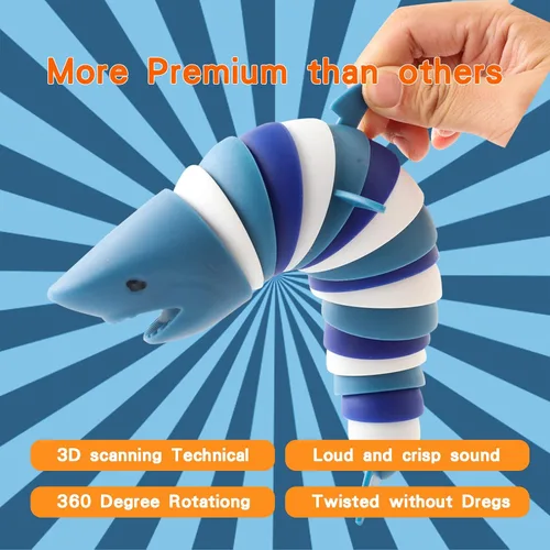Vista 4 de Juguete Fidget Slug, Juguete de Mano de Tiburón Articulado Estirable en 3D para Aliviar el Estrés, Juguetes Sensoriales para Alivio del Estrés