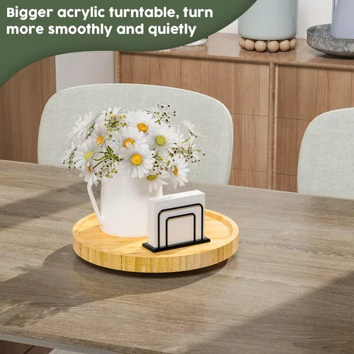 Vista 3 de Lazy Susan Organizador de bambú antideslizante de 9 pulgadas Lazy Susan Beige