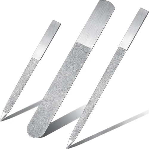 Vista 7 de Mudder Juego de 3 limas de uñas de diamante para mujeres y hombres, acero inoxidable, metal, zafiro, doble cara, limadores de uñas de los pies