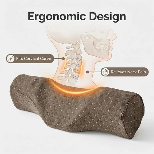 Vista 7 de Almohada cervical para el cuello para aliviar el dolor de dormir, almohada cervical de espuma viscoelástica para aliviar el dolor de cuello rígido