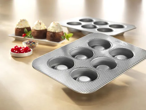 Vista 2 de USA Pan Bandeja antiadherente para brownie, 6 tazas, acero aluminizado
