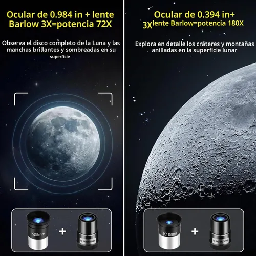 Vista 5 de Telescopio de apertura de 3.543 in y 23.622 in para adultos, regalo