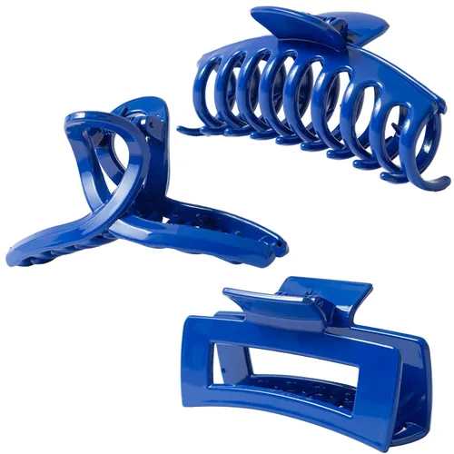 Vista 16 de Pinzas grandes para el cabello grueso, fino y fino, dientes de sujeción fuerte, pinzas de mandíbula granate entrelazadas para mujeres, juego de 3